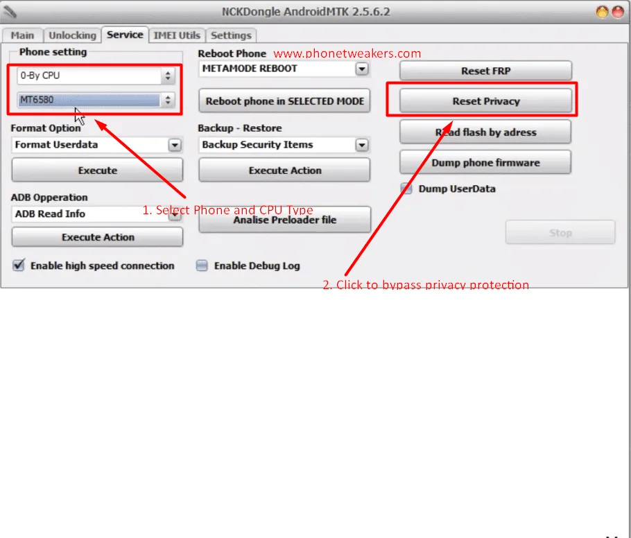 NCK Box Privacy Unlock bypass Method