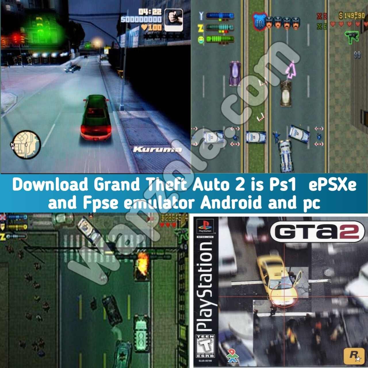 [Download] Grand Theft Auto 2 ROM (ISO) ePSXe and Fpse emulator (355MB size) highly compressed – Sony Playstation / PSX / PS1 APK BIN/CUE play on Android and pc
