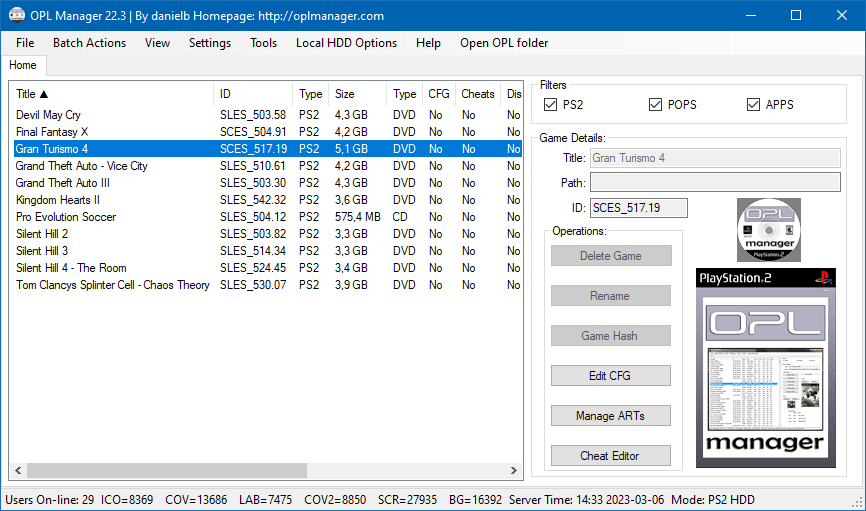 PS2 - OPL Manager - Tool to manage your games!